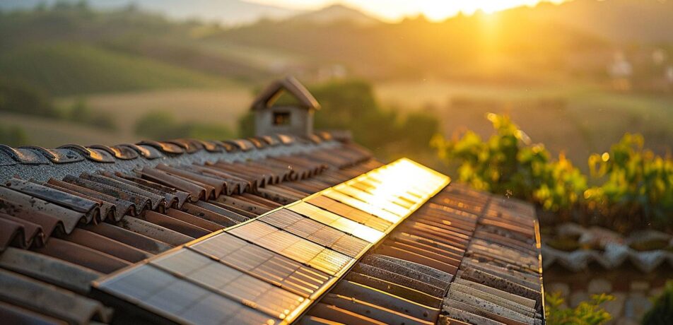 Toiture en tuiles photovoltaïques intégrées sur une maison du Var