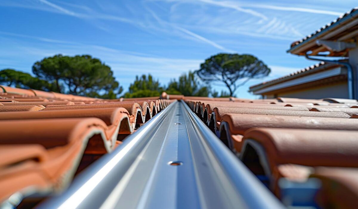 Couvre-joint métallique installé sur une toiture en tuiles rouges à Fréjus dans le Var