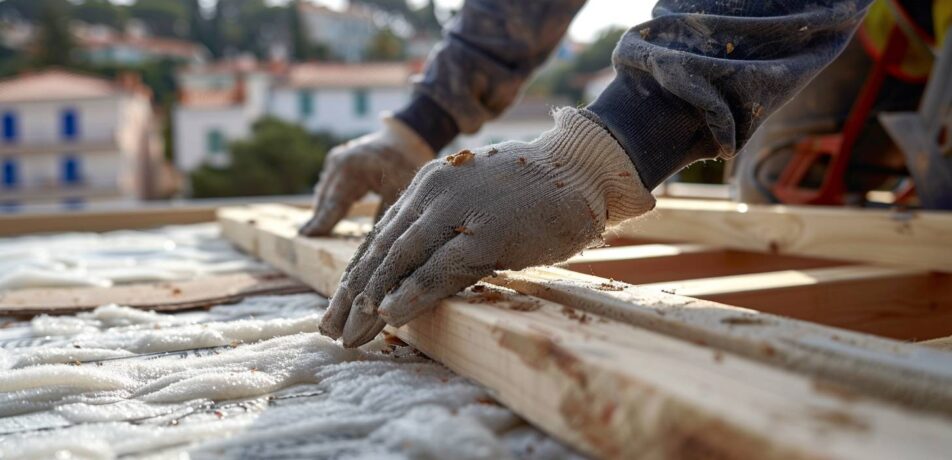 Pose d'écran souple conforme au DTU 40.29 sur une toiture à Fréjus par un artisan couvreur