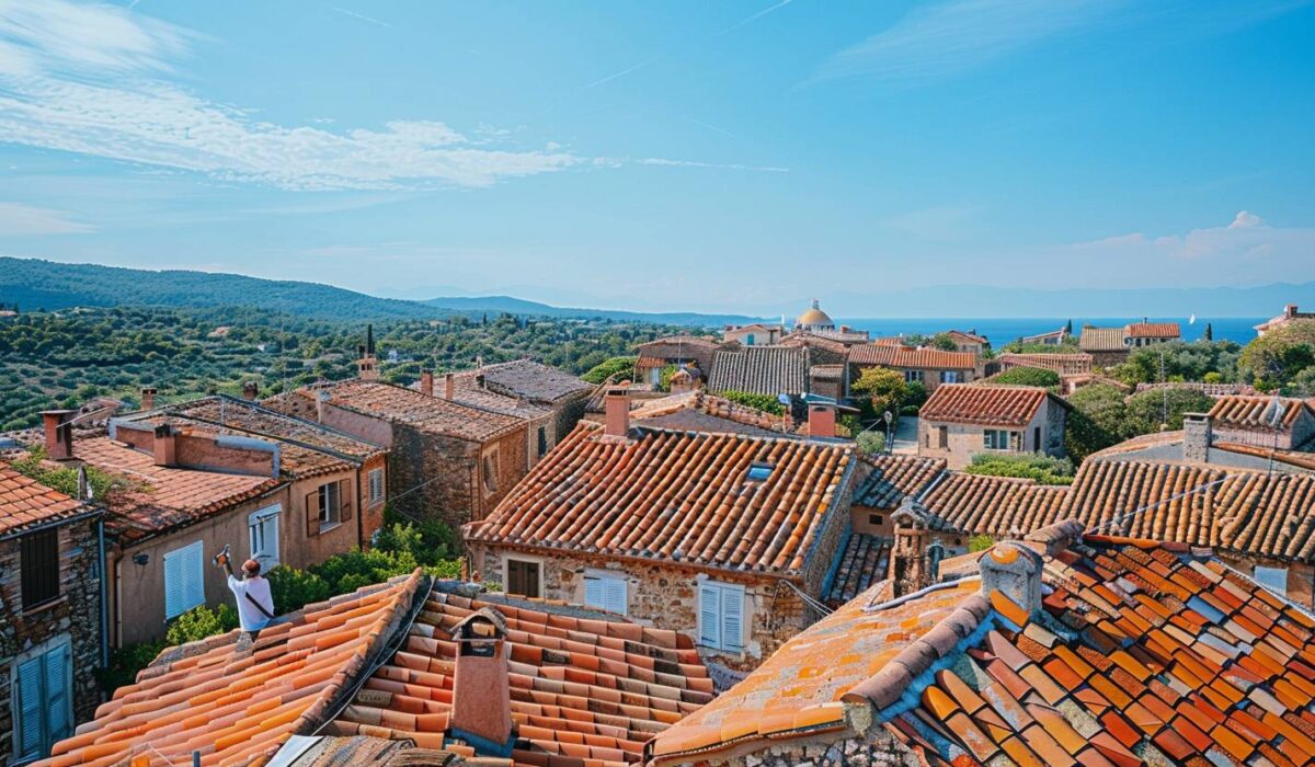 Vue aérienne toits provençaux Var artisan couvreur règles urbanisme
