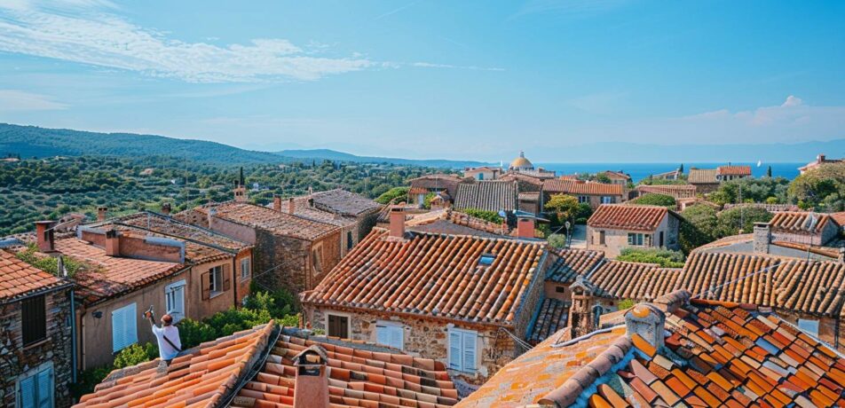 Vue aérienne toits provençaux Var artisan couvreur règles urbanisme