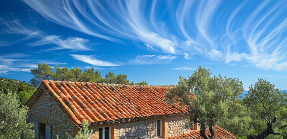 Maison provençale Fréjus toiture renforcée contre vents violents méditerranéens